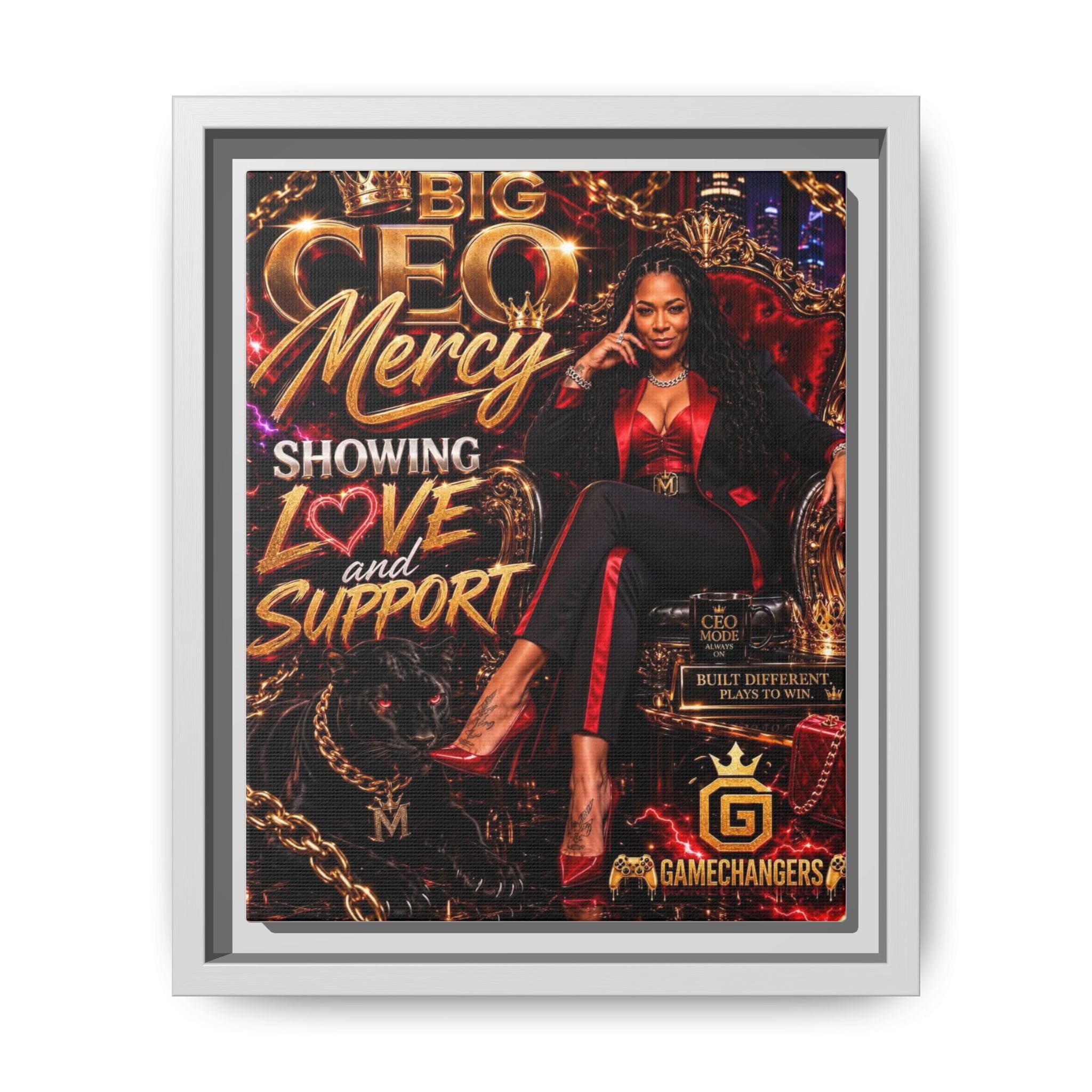 Big CEO Mercy - 'Showing Love and Support' Matte Canvas, Framed (Multi-color)