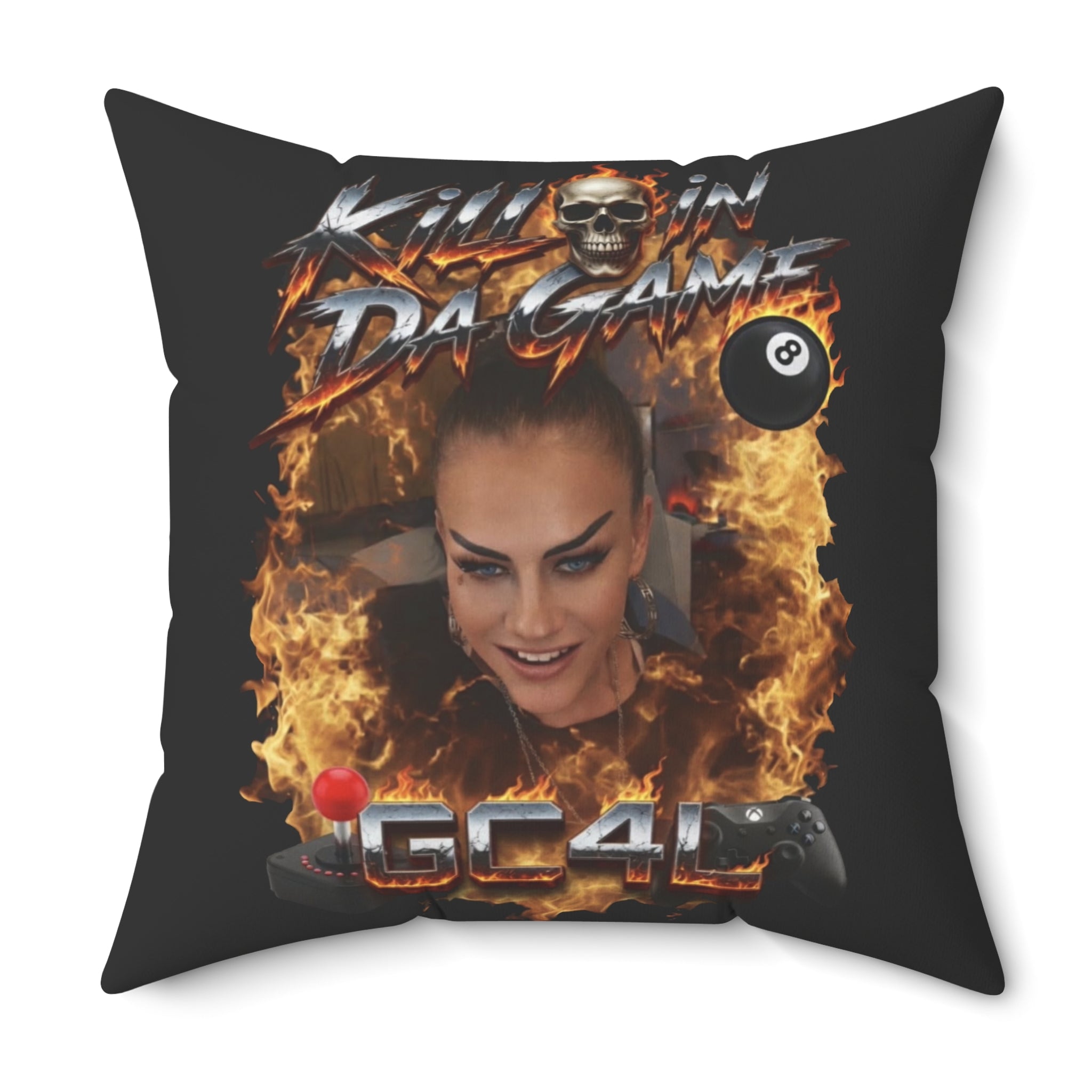 Killin Da Game - 'Flames' Square Throw Pillow