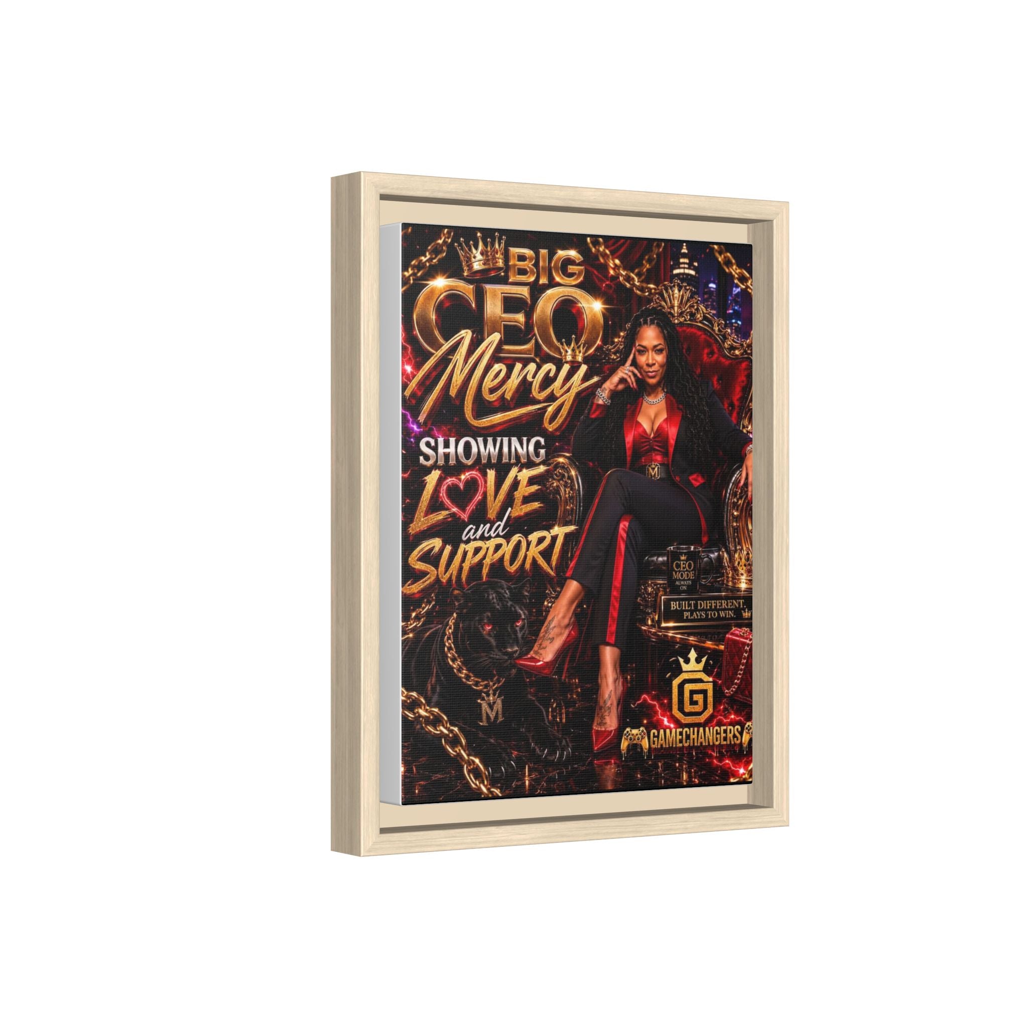 Big CEO Mercy - 'Showing Love and Support' Matte Canvas, Framed (Multi-color)