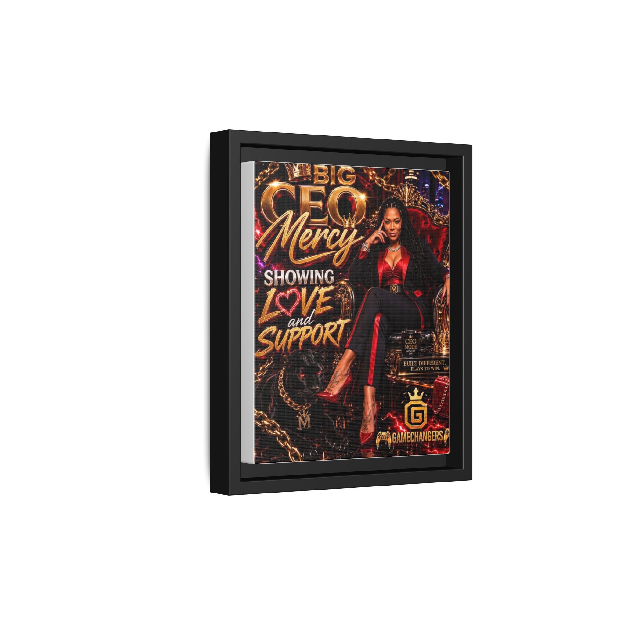 Big CEO Mercy - 'Showing Love and Support' Matte Canvas, Framed (Multi-color)