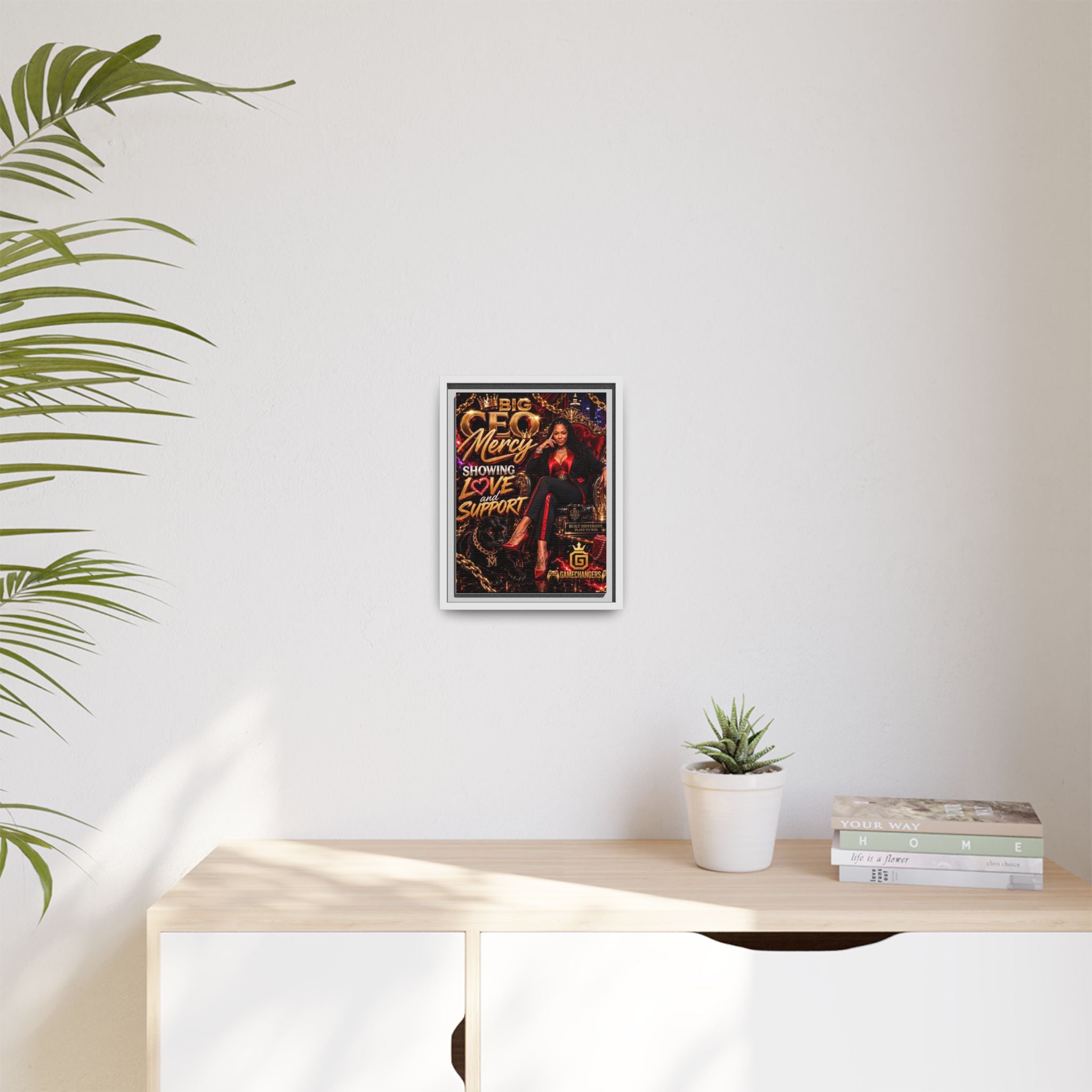 Big CEO Mercy - 'Showing Love and Support' Matte Canvas, Framed (Multi-color)