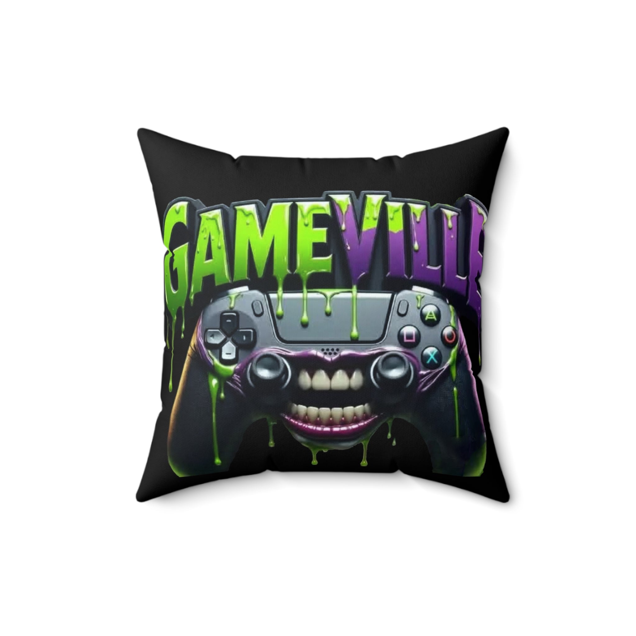 Gameville - 'Controller Grin' Square Throw Pillow