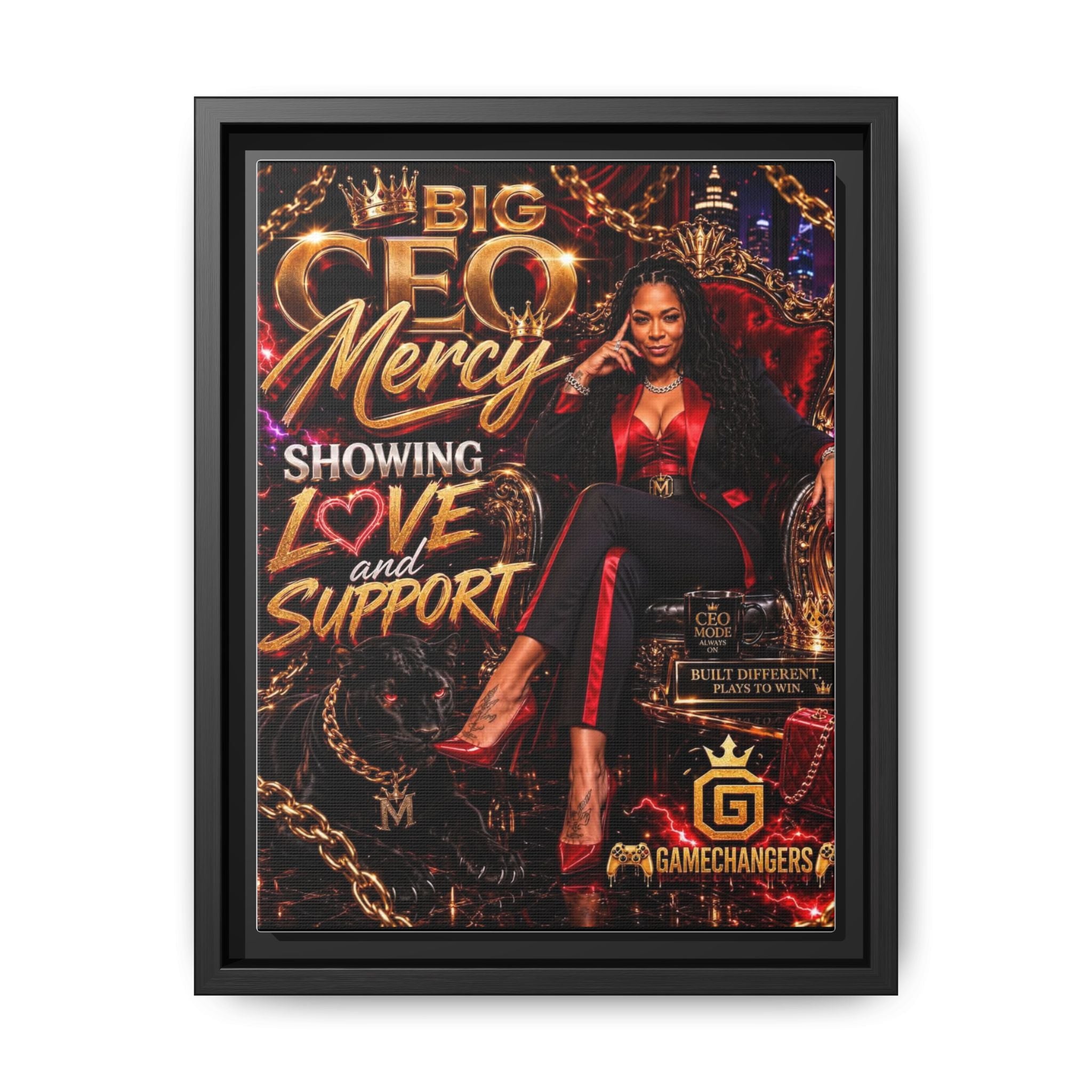 Big CEO Mercy - 'Showing Love and Support' Matte Canvas, Framed (Multi-color)