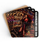 Big CEO Mercy - Love and Support Hardboard Coasters with Cork Bottom (Set of 4)