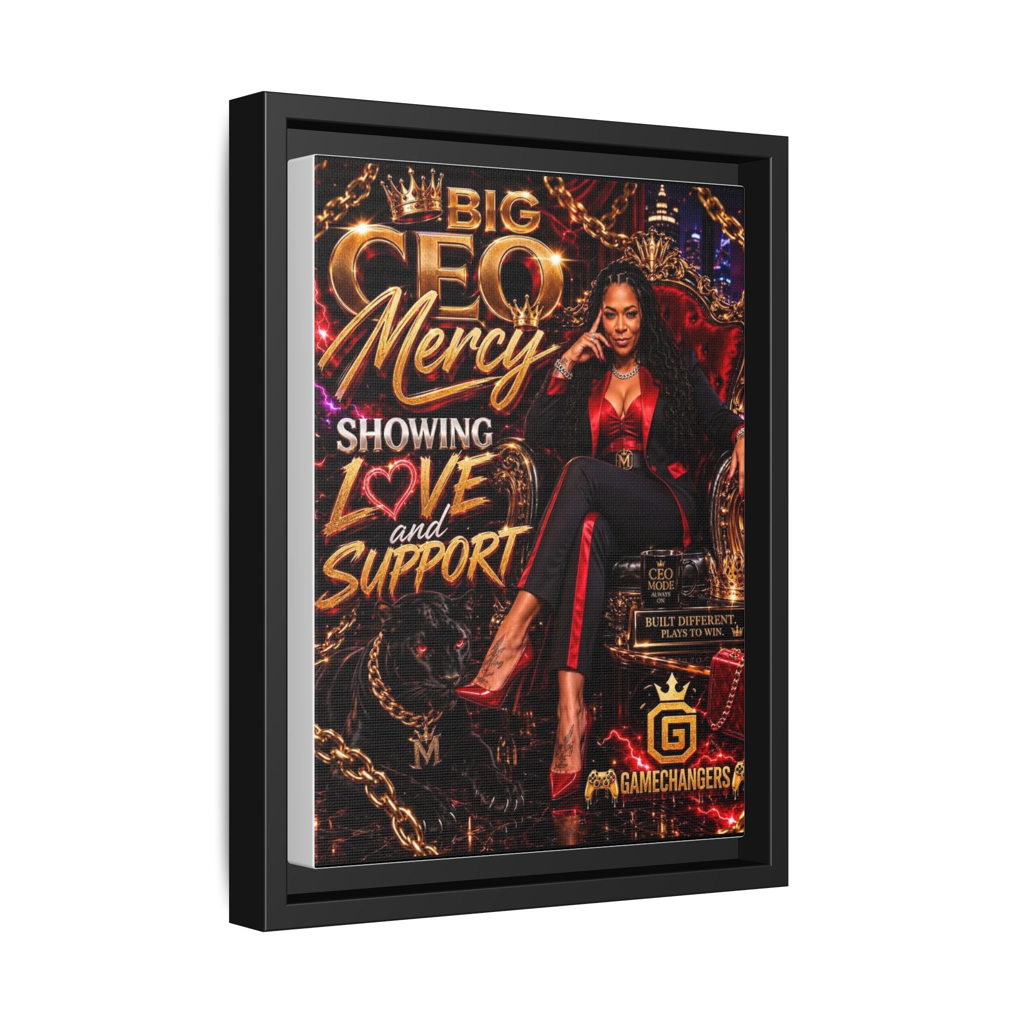 Big CEO Mercy - 'Showing Love and Support' Matte Canvas, Framed (Multi-color)