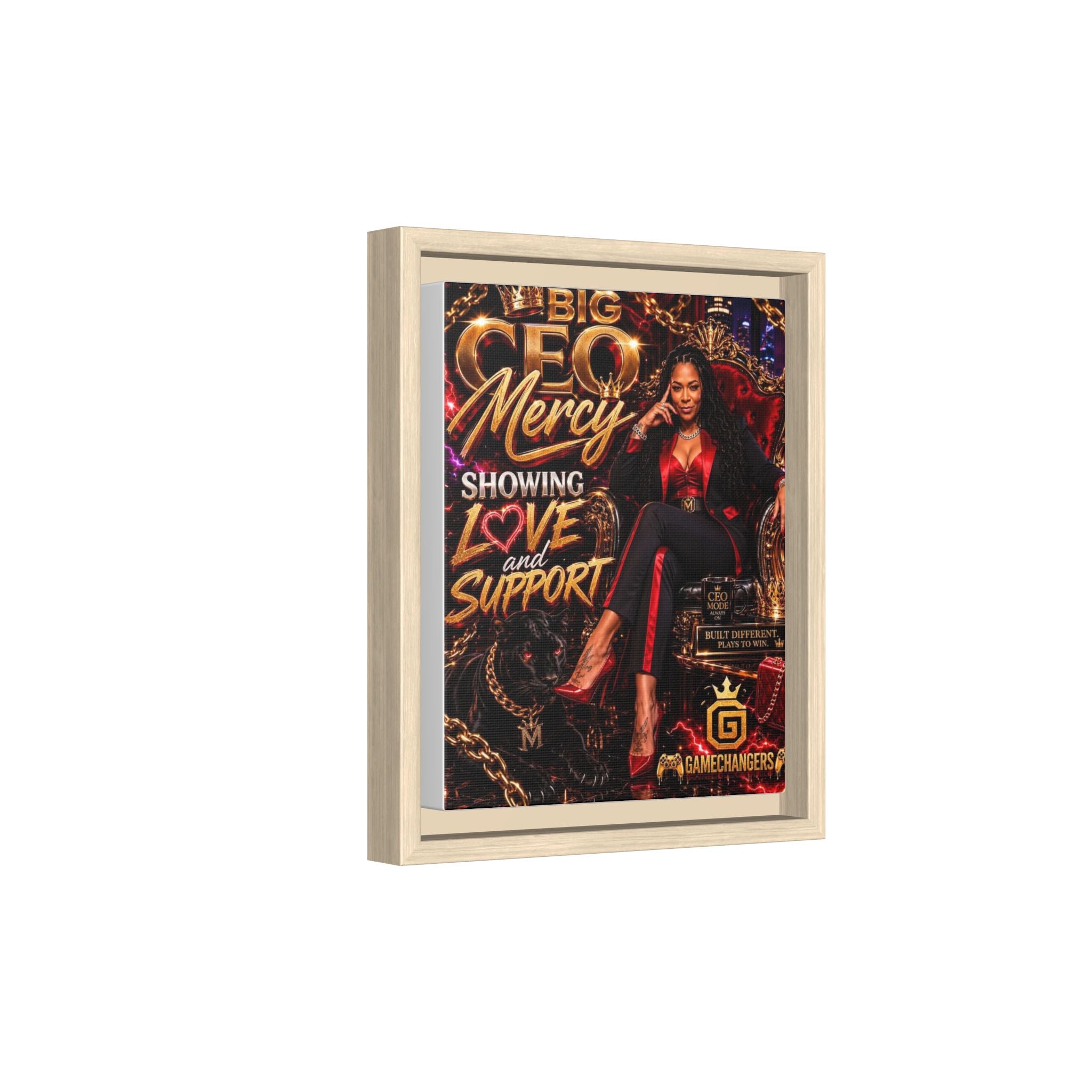 Big CEO Mercy - 'Showing Love and Support' Matte Canvas, Framed (Multi-color)