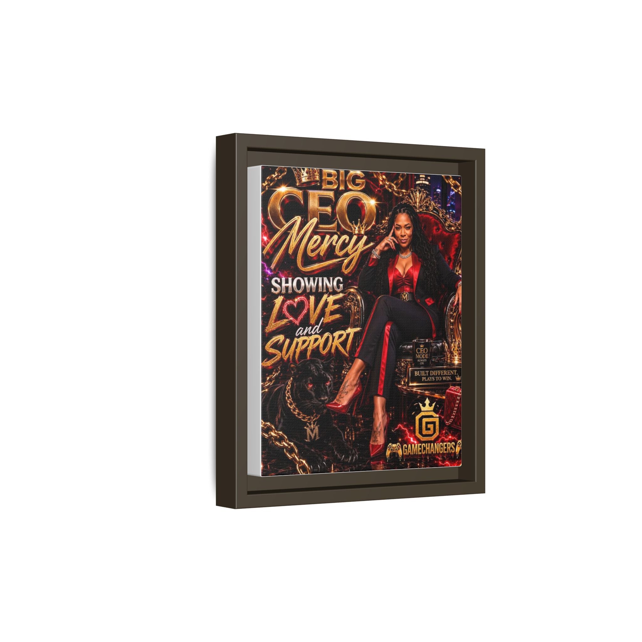 Big CEO Mercy - 'Showing Love and Support' Matte Canvas, Framed (Multi-color)