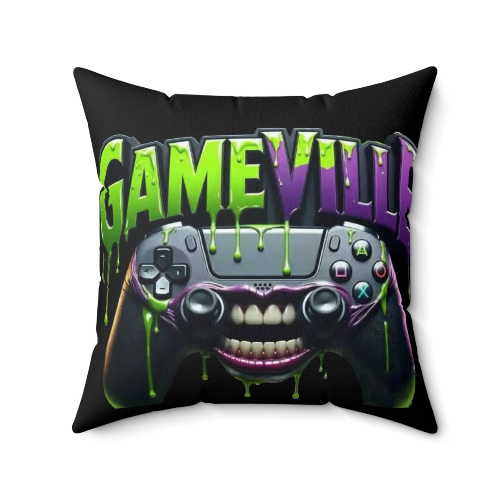 Gameville - 'Controller Grin' Square Throw Pillow