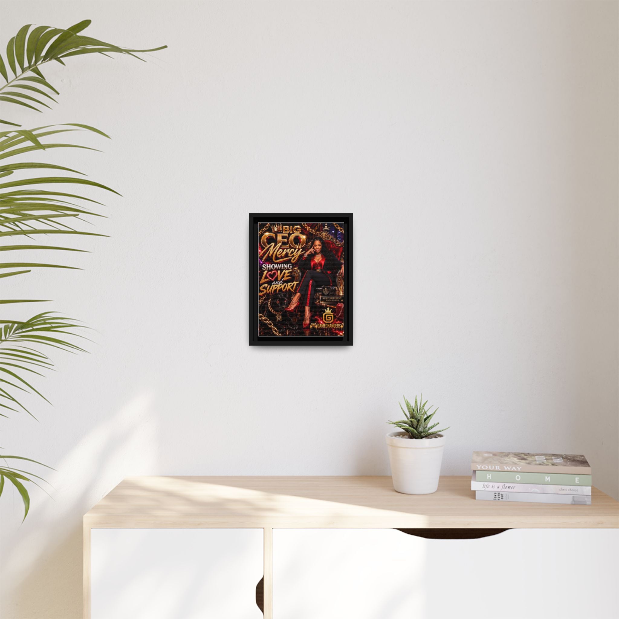 Big CEO Mercy - 'Showing Love and Support' Matte Canvas, Framed (Multi-color)