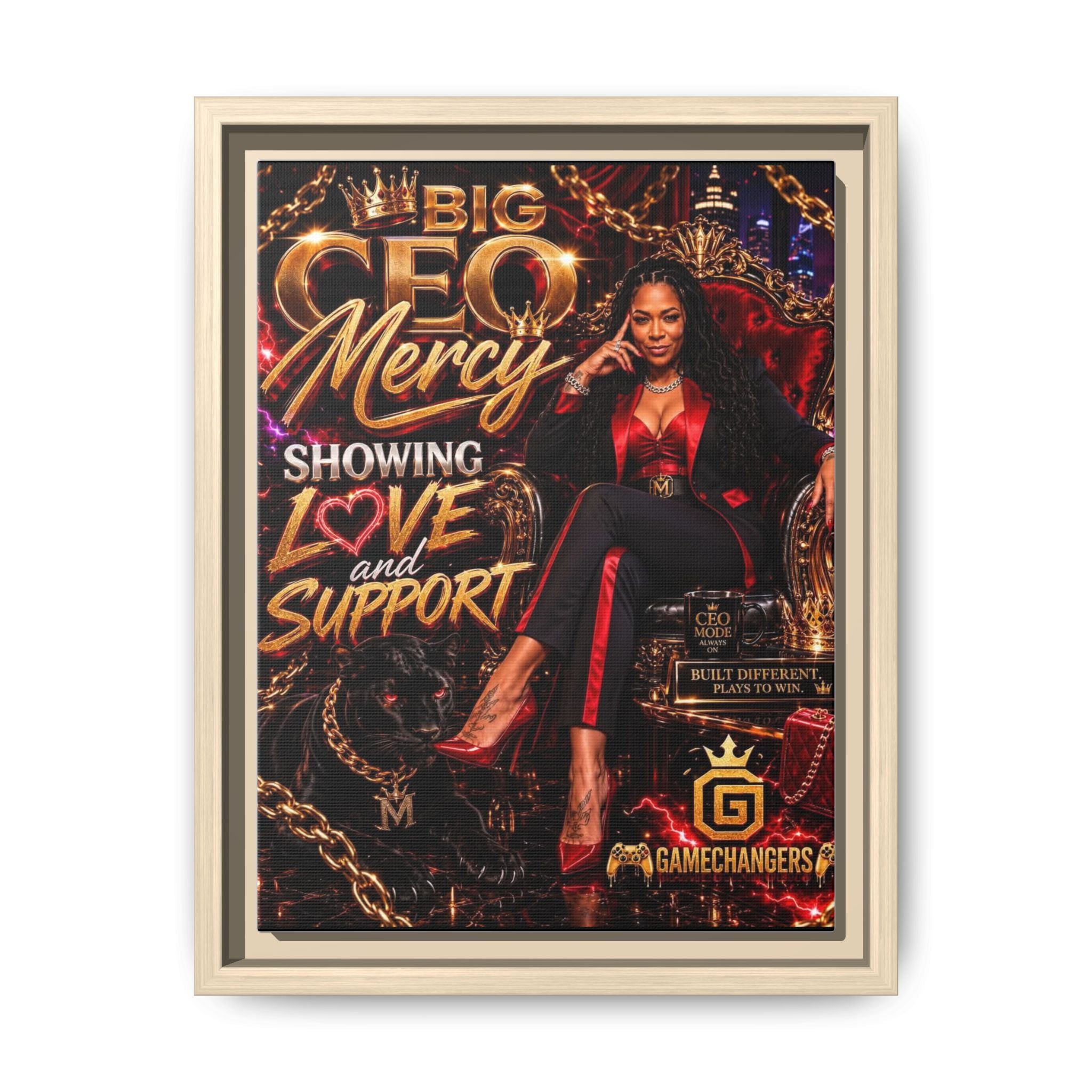 Big CEO Mercy - 'Showing Love and Support' Matte Canvas, Framed (Multi-color)