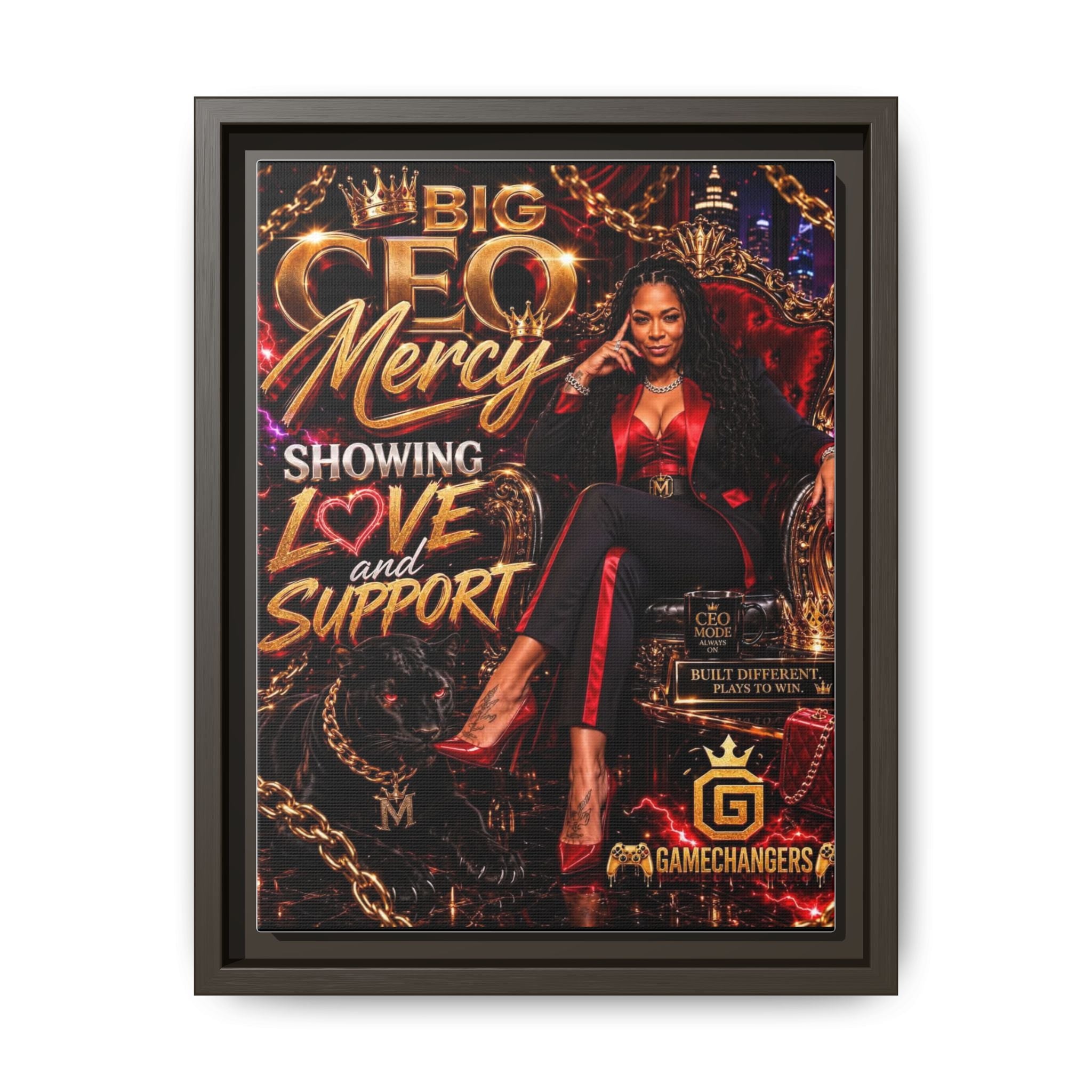 Big CEO Mercy - 'Showing Love and Support' Matte Canvas, Framed (Multi-color)