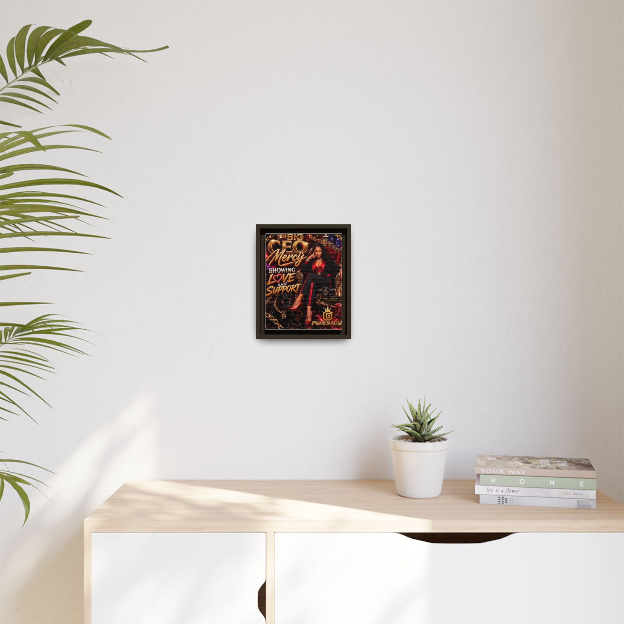 Big CEO Mercy - 'Showing Love and Support' Matte Canvas, Framed (Multi-color)